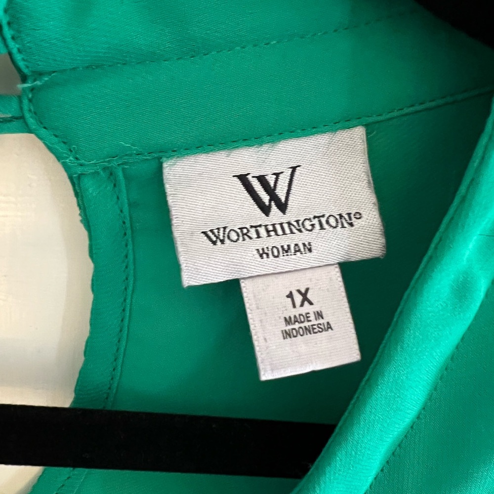 Worthington Women Green sheer blouse size 1X - Picture 5 of 6